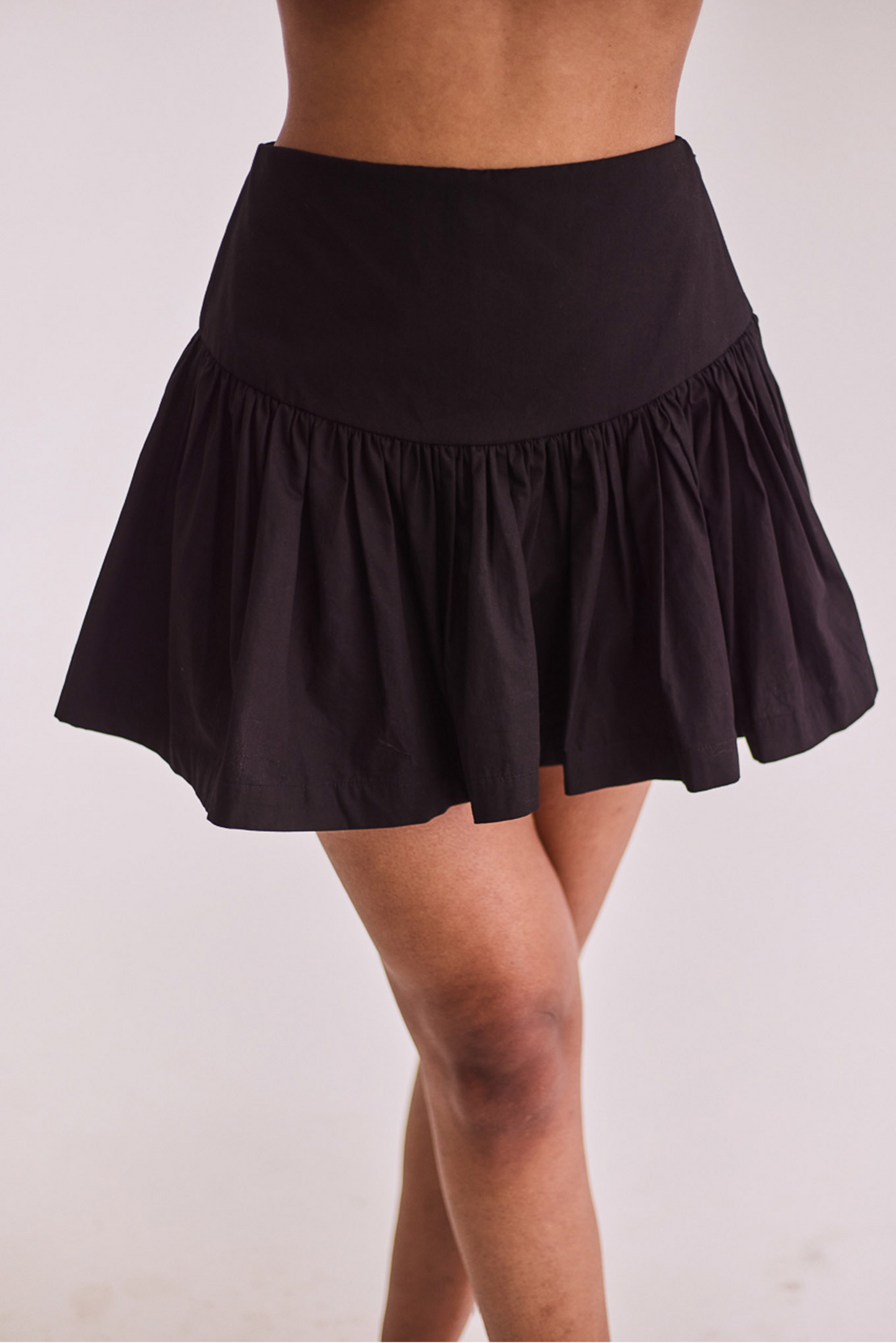 Black Mini Gathered Skort
