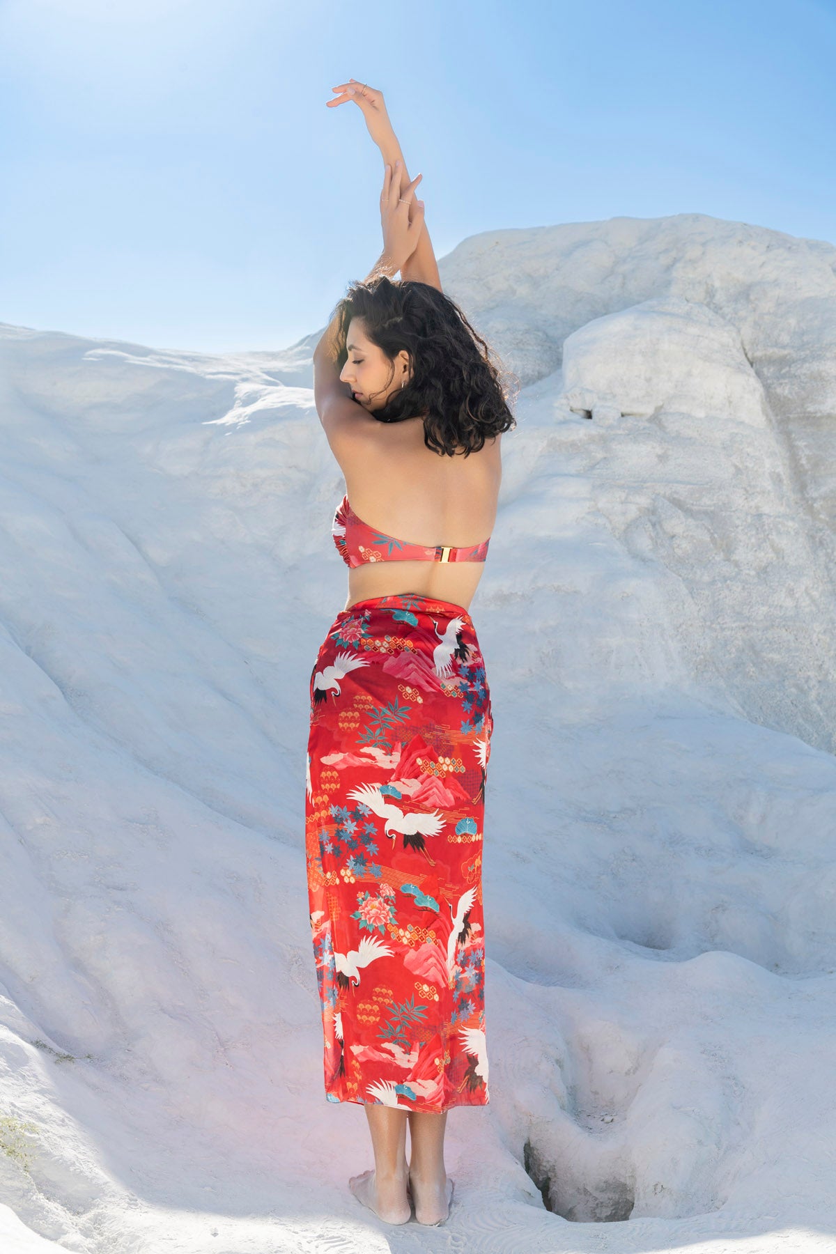 Twisted Bikini Set with Pleat Neat Skirt in Winter Solstice - WINTER SOLSTICE