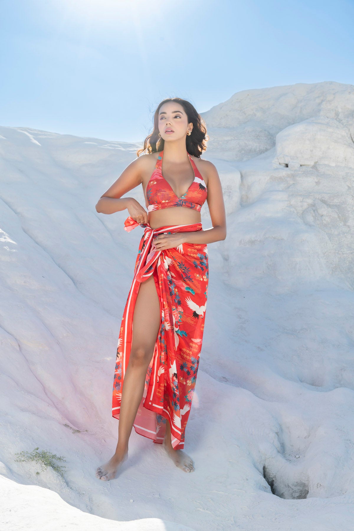 Playful Bikini Set paired with Beach Bum Sarong in Winter Solstice  - WINTER SOLSTICE