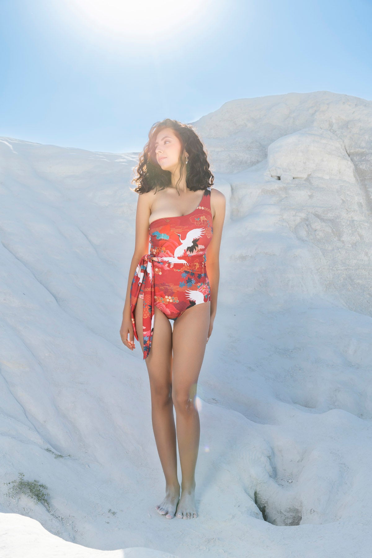 One shoulder belted Swimsuit WINTER SOLSTICE