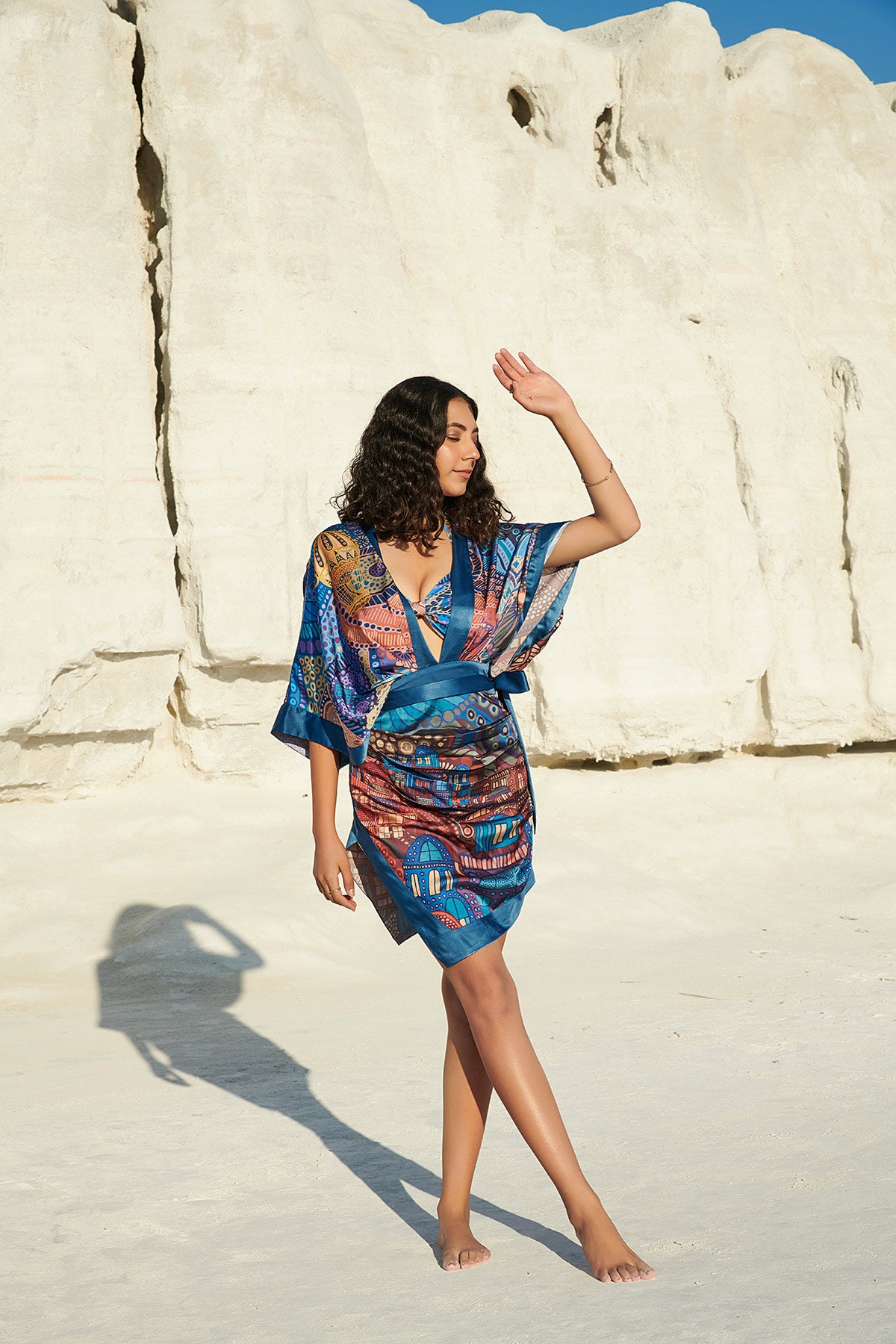 Twisted Bikini Set paired with Moonglow Cover up in - CAPPADOCIA