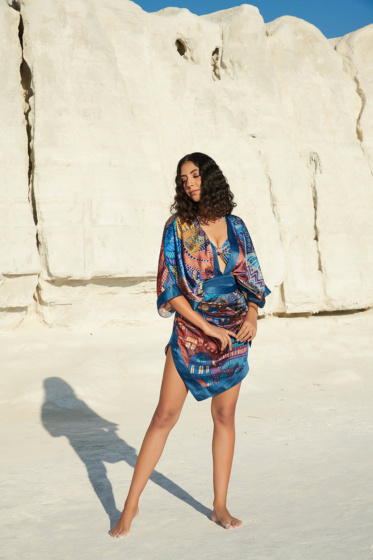 Twisted Bikini Set paired with Moonglow Cover up in - CAPPADOCIA