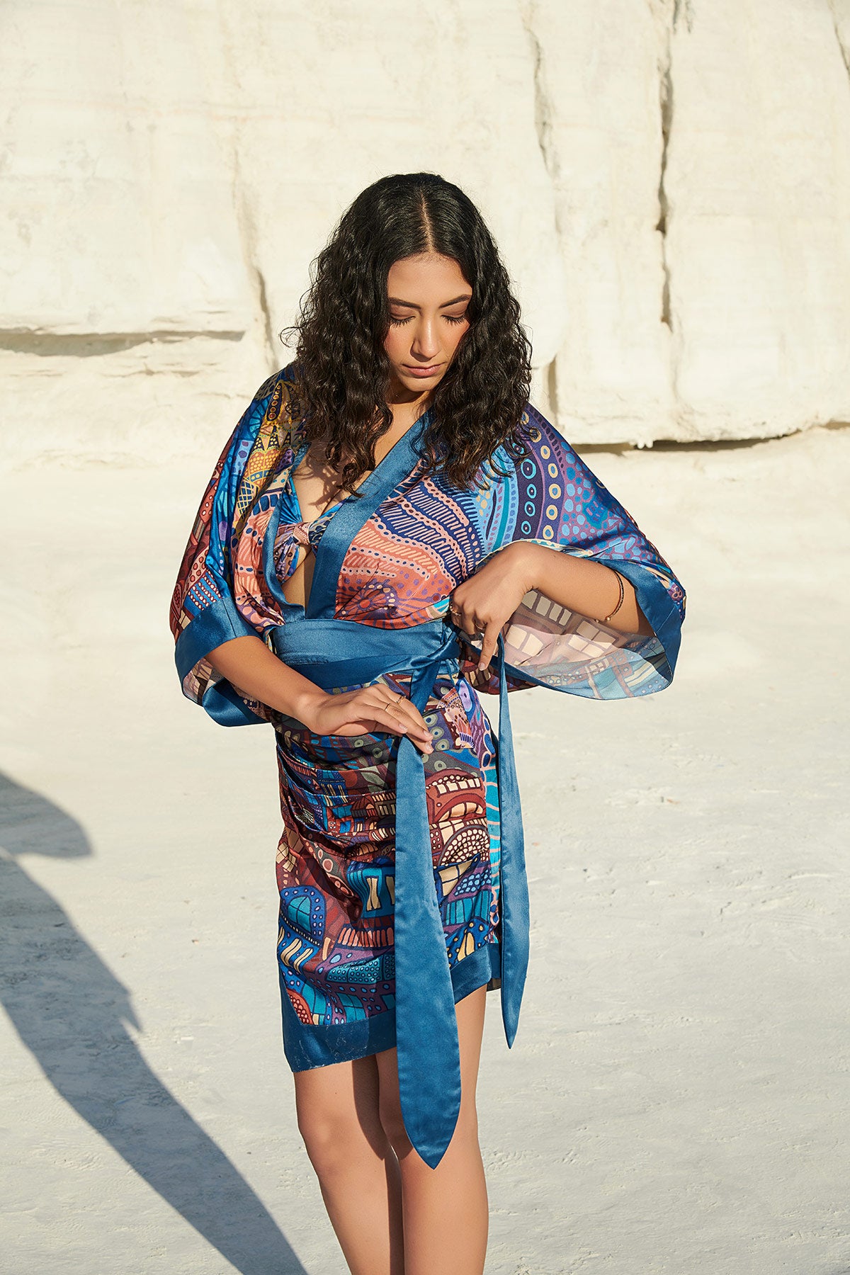 Twisted Bikini Set paired with Moonglow Cover up in - CAPPADOCIA