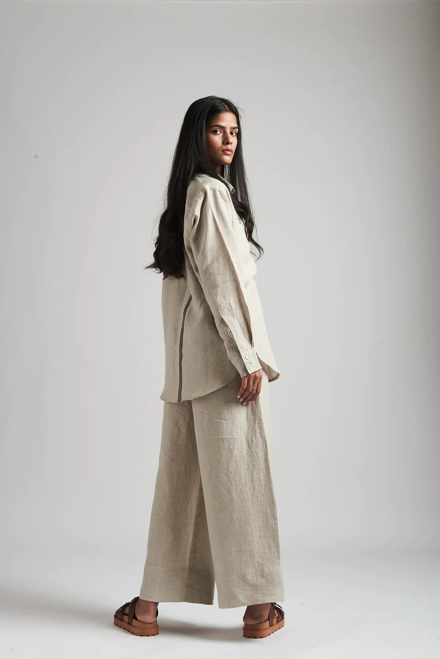 Undyed Linen Oversized Pocket Shirt (With Pyjama Pants)