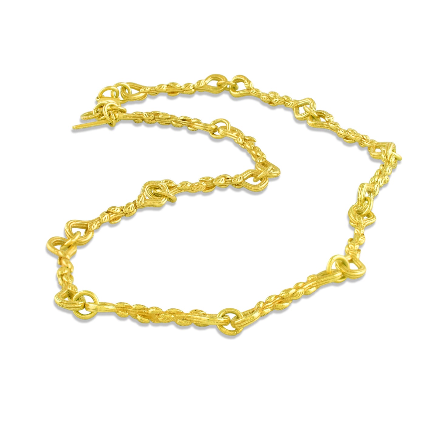 Textured Leaf Link Chain Necklace