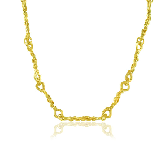 Textured Leaf Link Chain Necklace