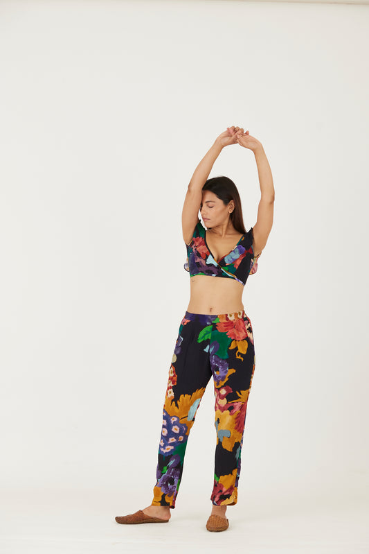 FARAH BLACK BRALETTE & PANTS SET