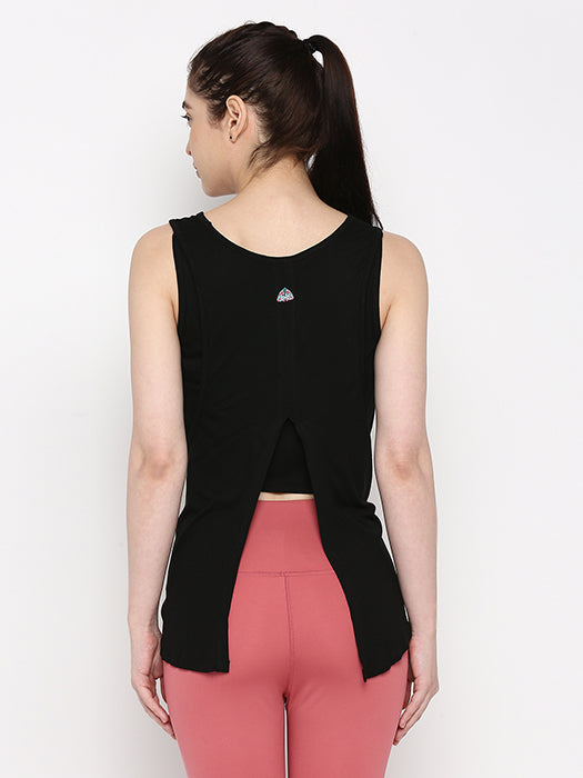 Black Sleeveless Tie-Up Top