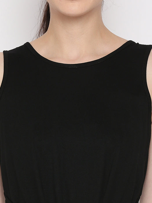 Black Sleeveless Tie-Up Top