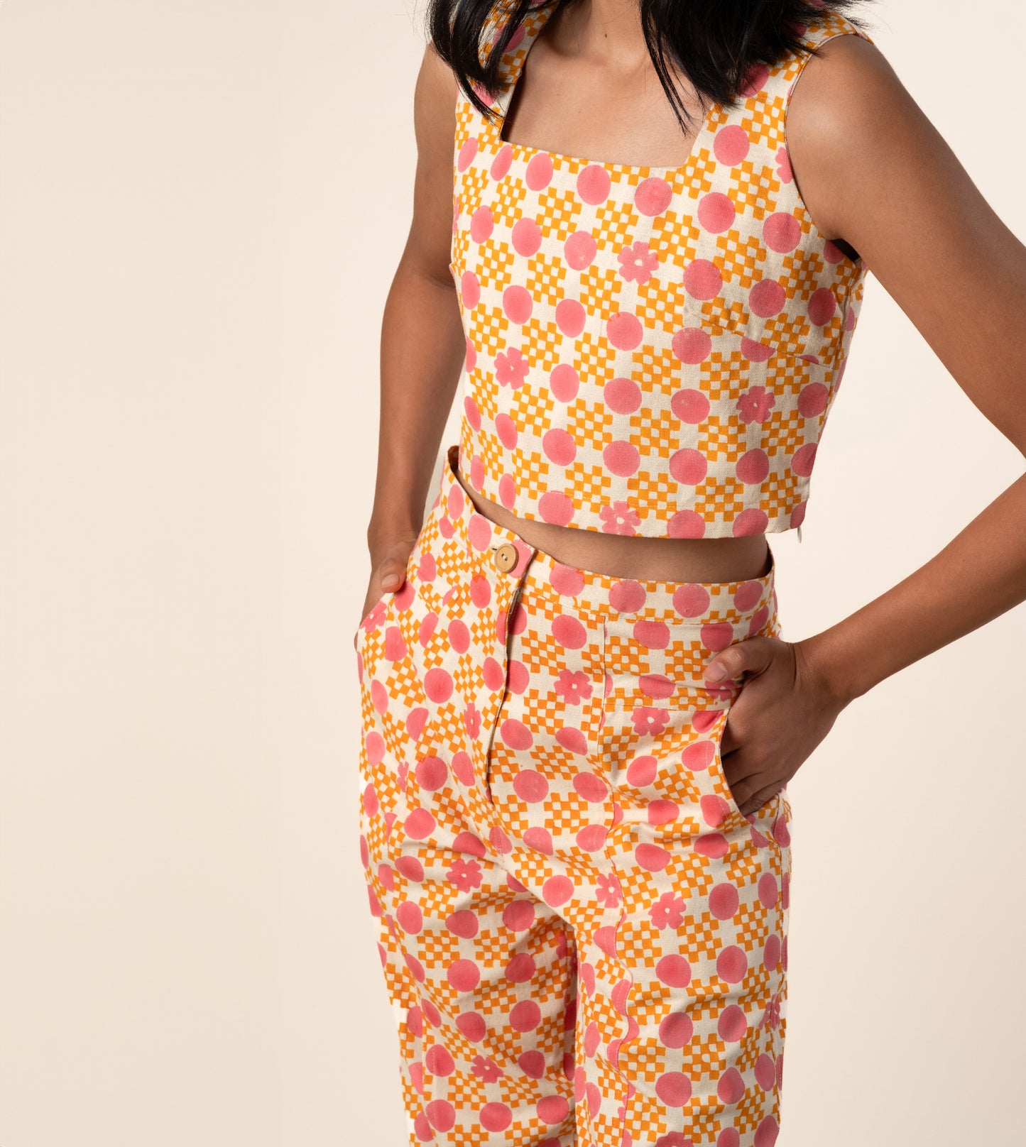 Emi Pants - Floral Gingham