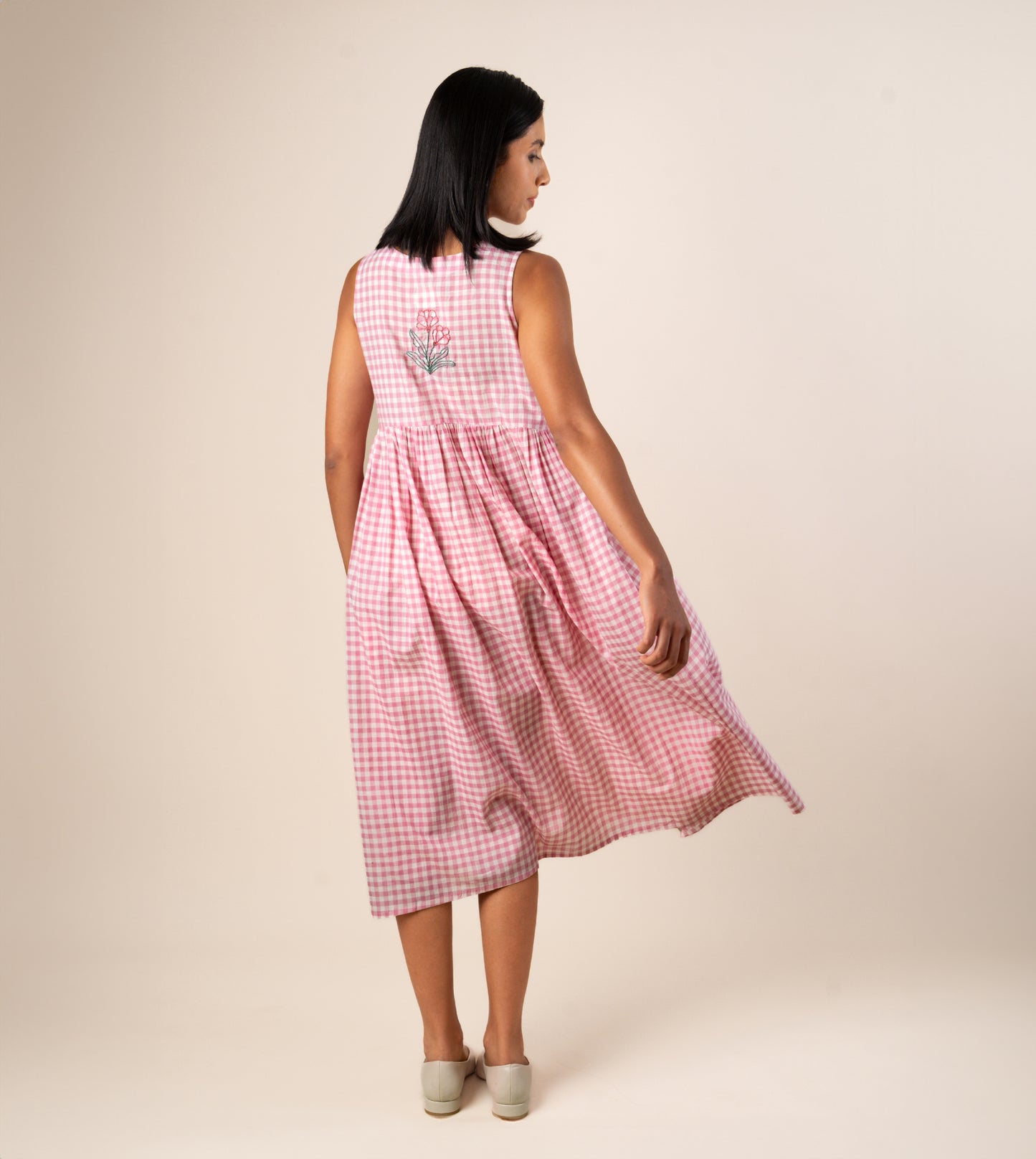 Suki Dress - Gingham Embroidered