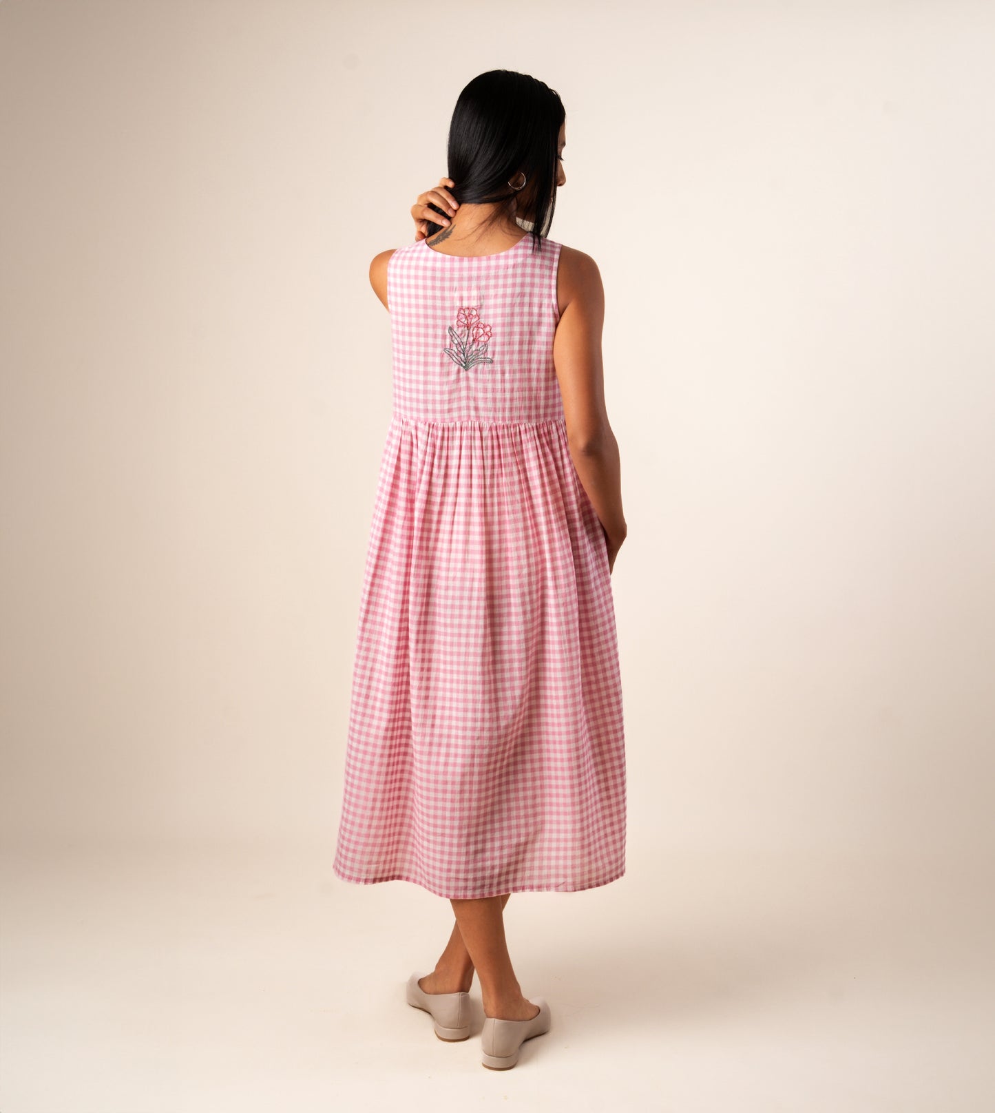 Suki Dress - Gingham Embroidered