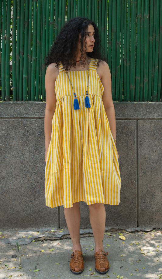 Hana Dress - Yellow Stripes