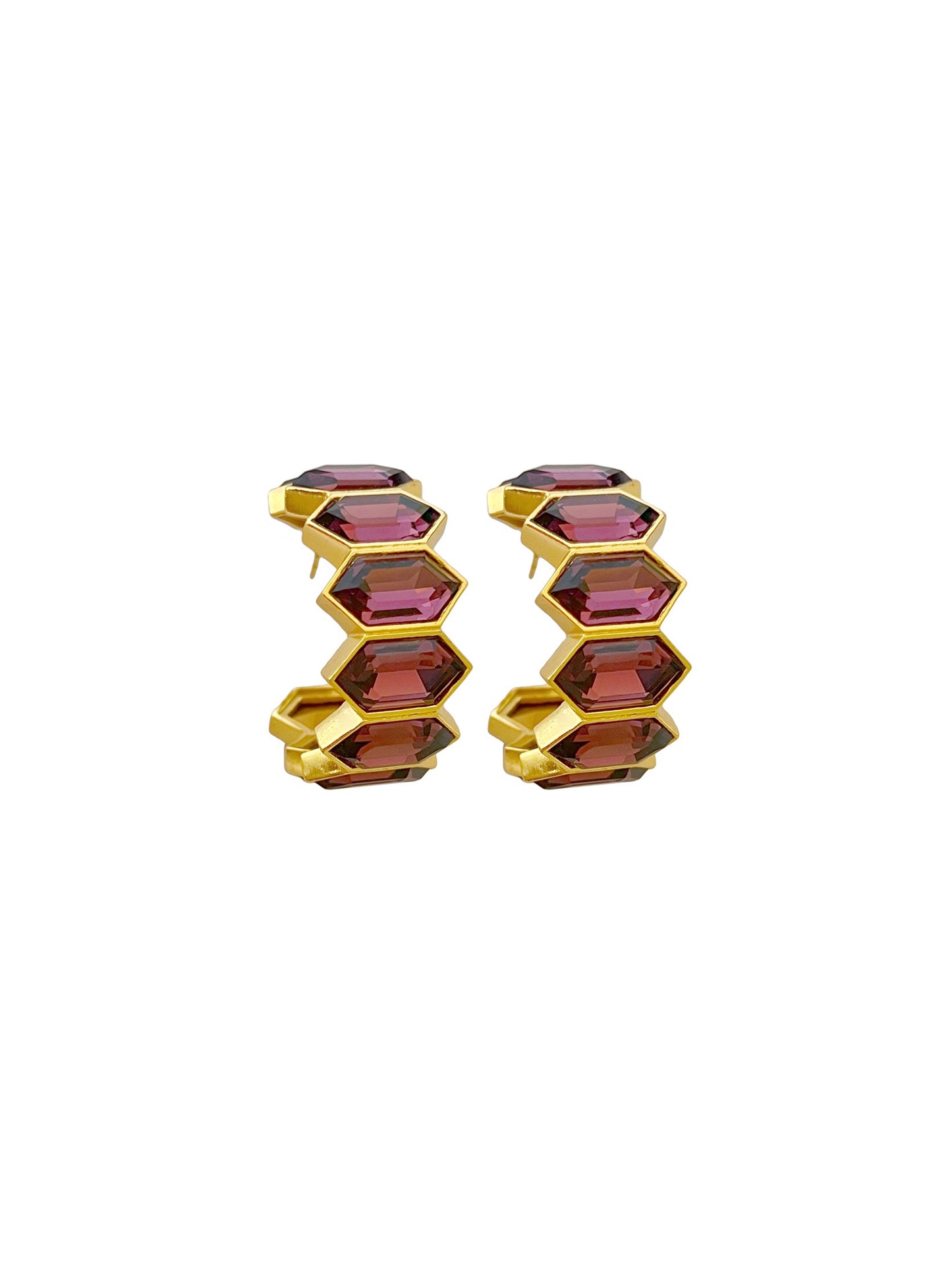 Honeycomb Gem Hoops