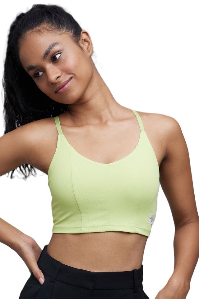 Breezy Ribbed Padded Sports Bra - Lemon