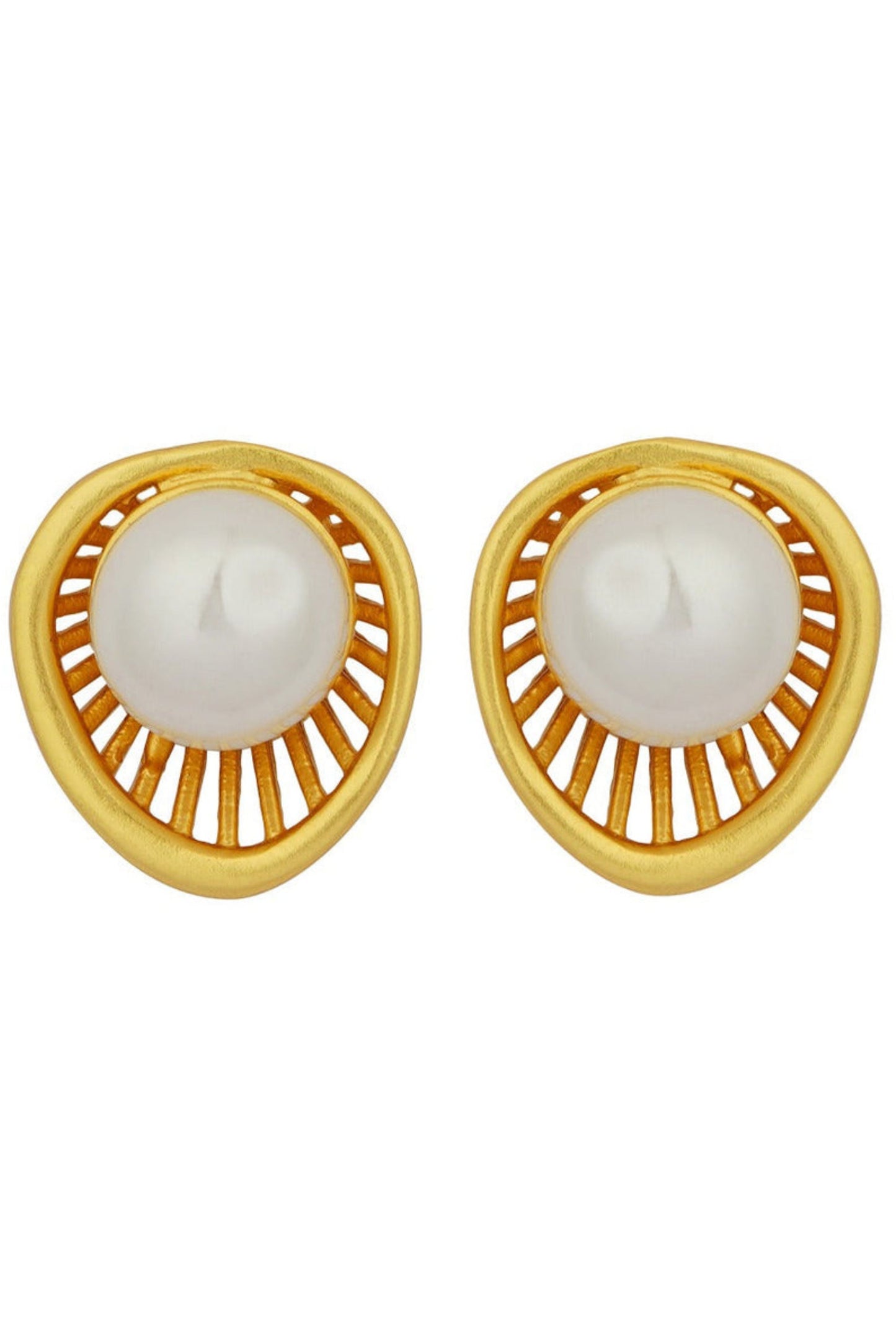 Pearl Zoned Stud Earrings