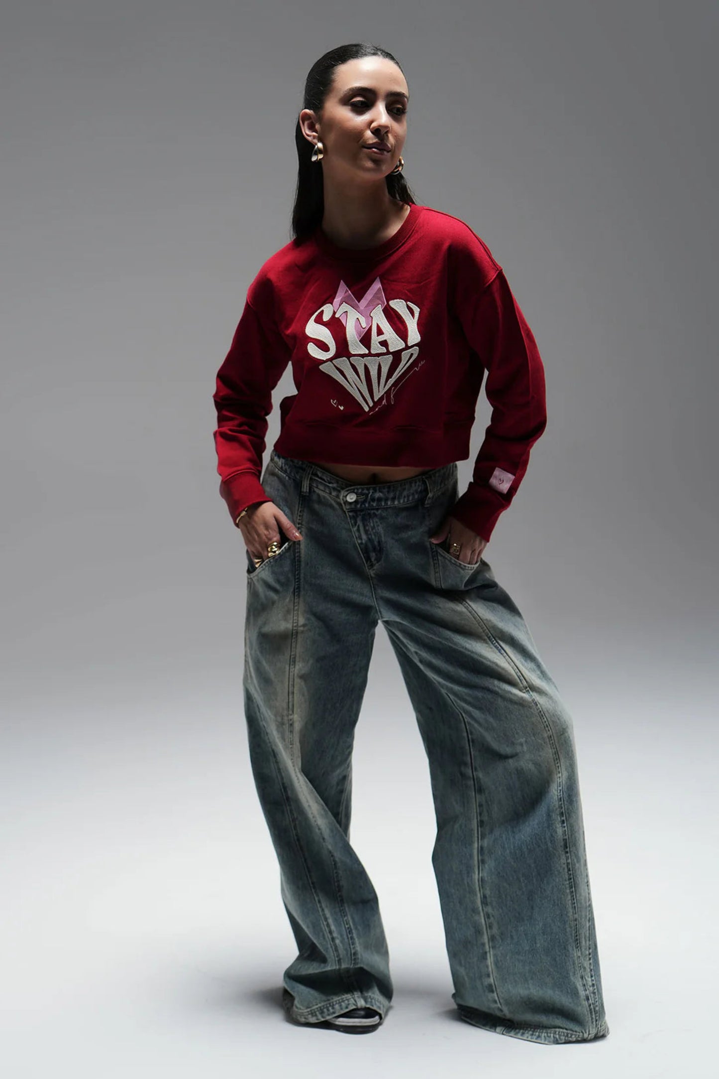 Cropped sweatshirt - red