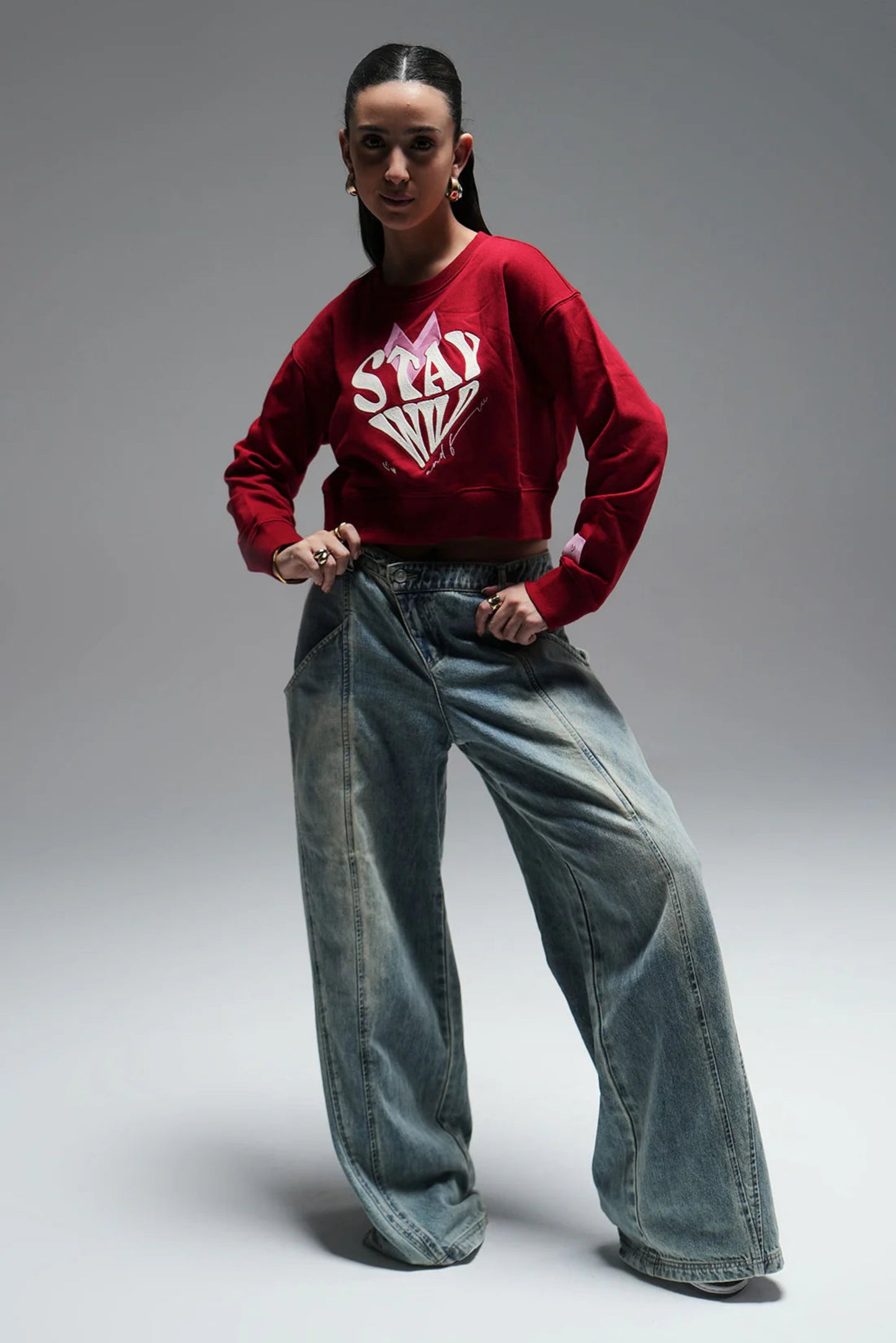 Cropped sweatshirt - red