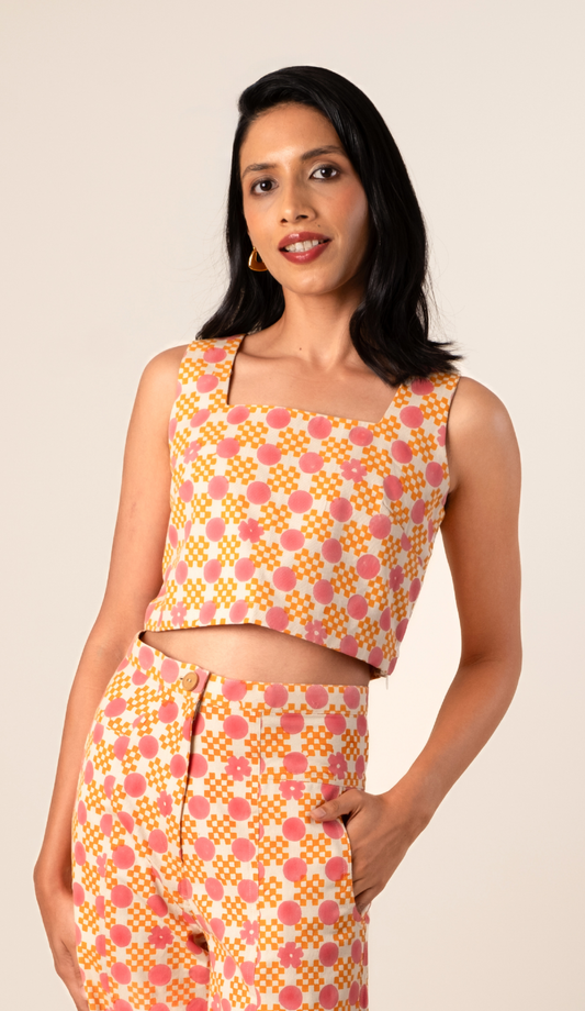 Mei Top - Floral Gingham