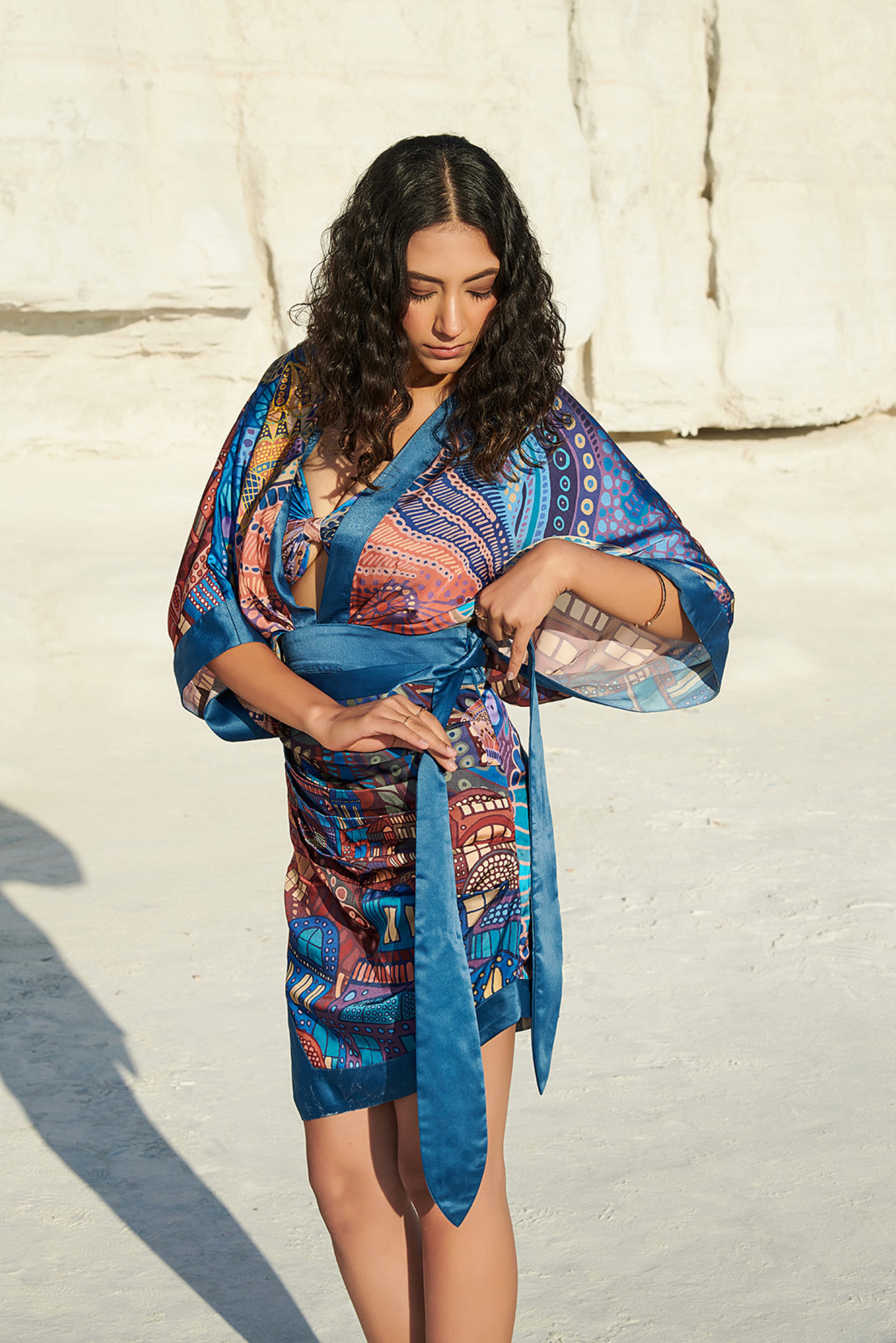 Twisted Bikini Set paired with Moonglow Cover up in - CAPPADOCIA