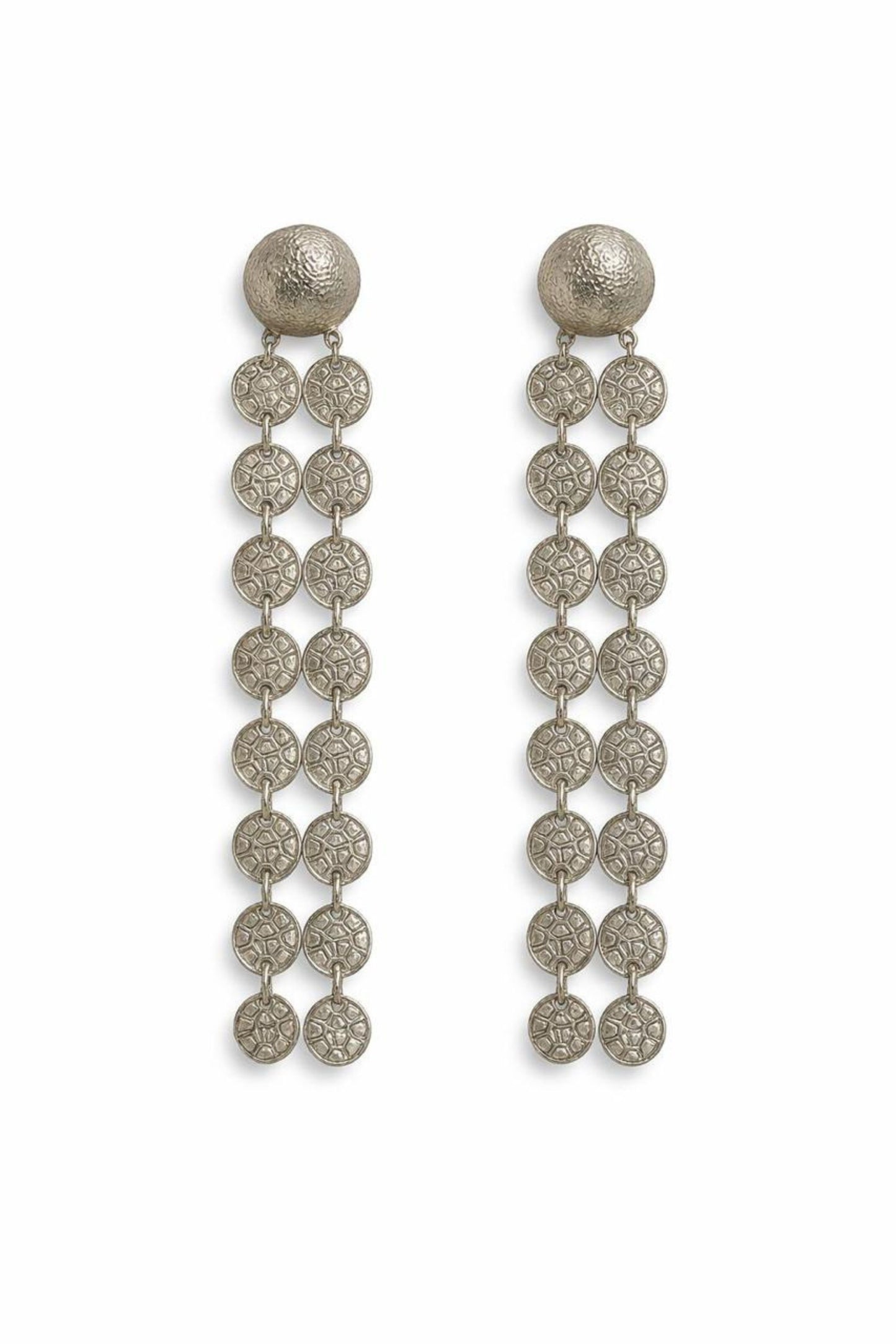 Vintage Coin Drop Sterling Silver Statement Earrings