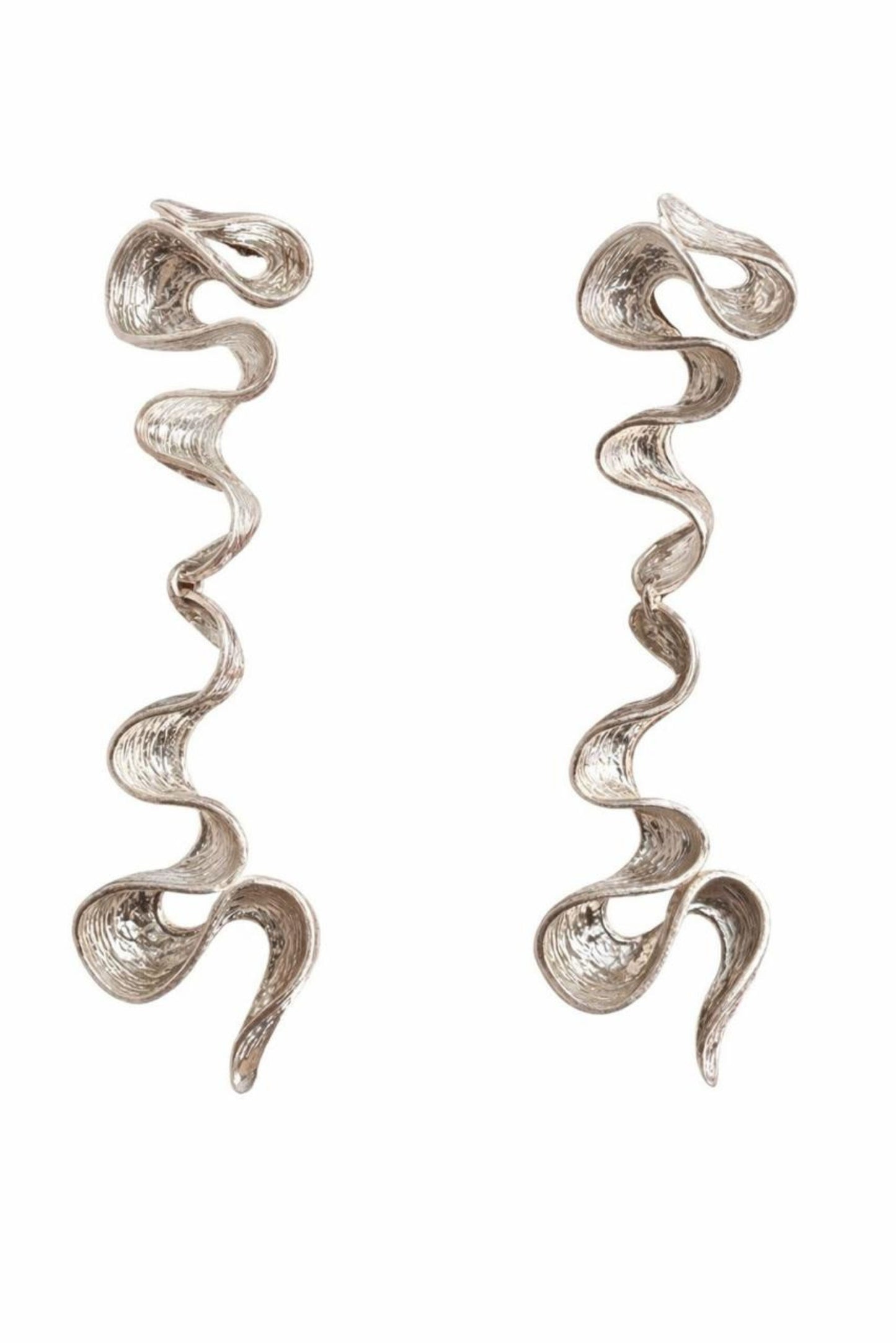 Sculptural Wave Sterling Silver Statement Earrings