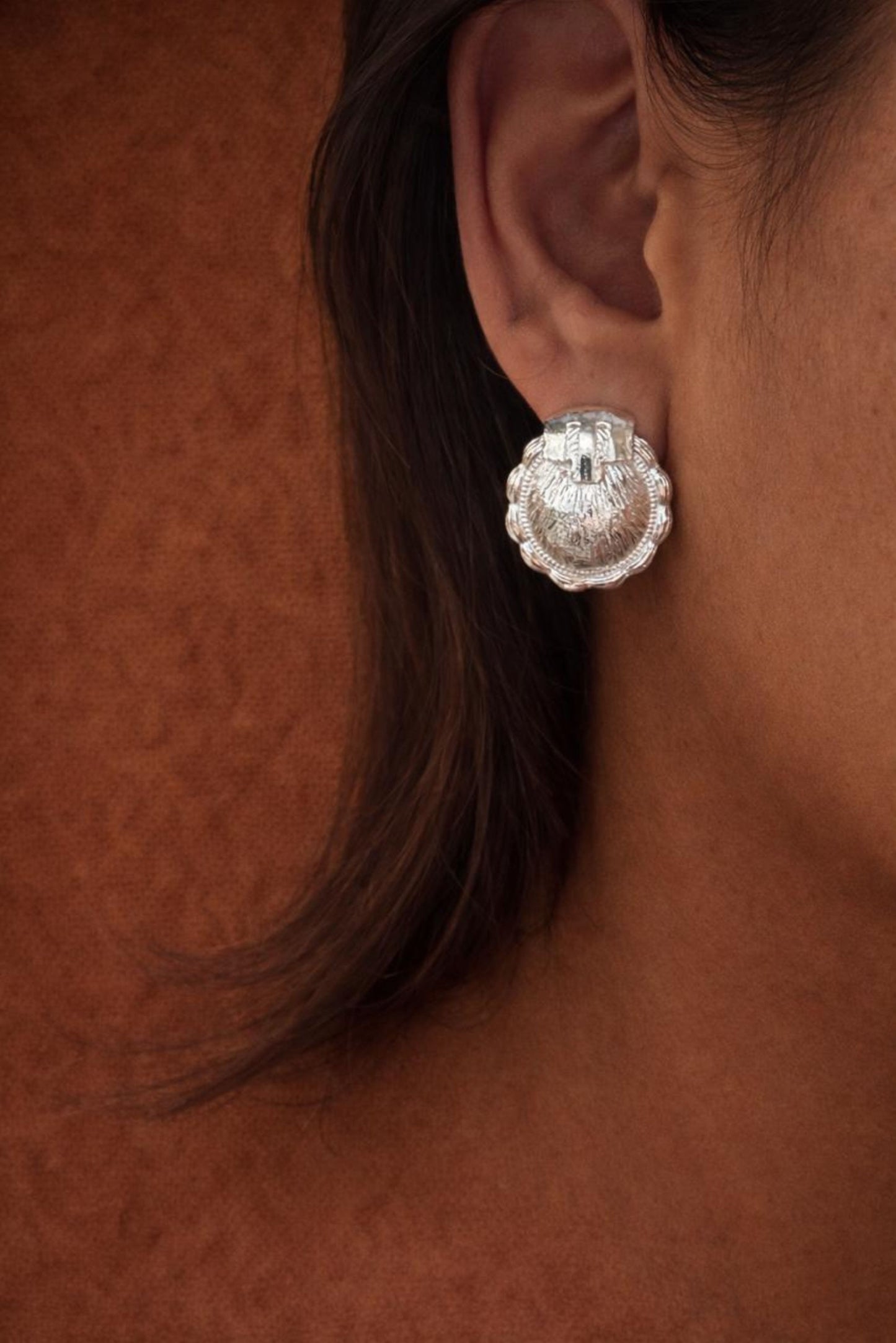 Vintage Dome Textured Sterling Silver Statement Stud Earrings