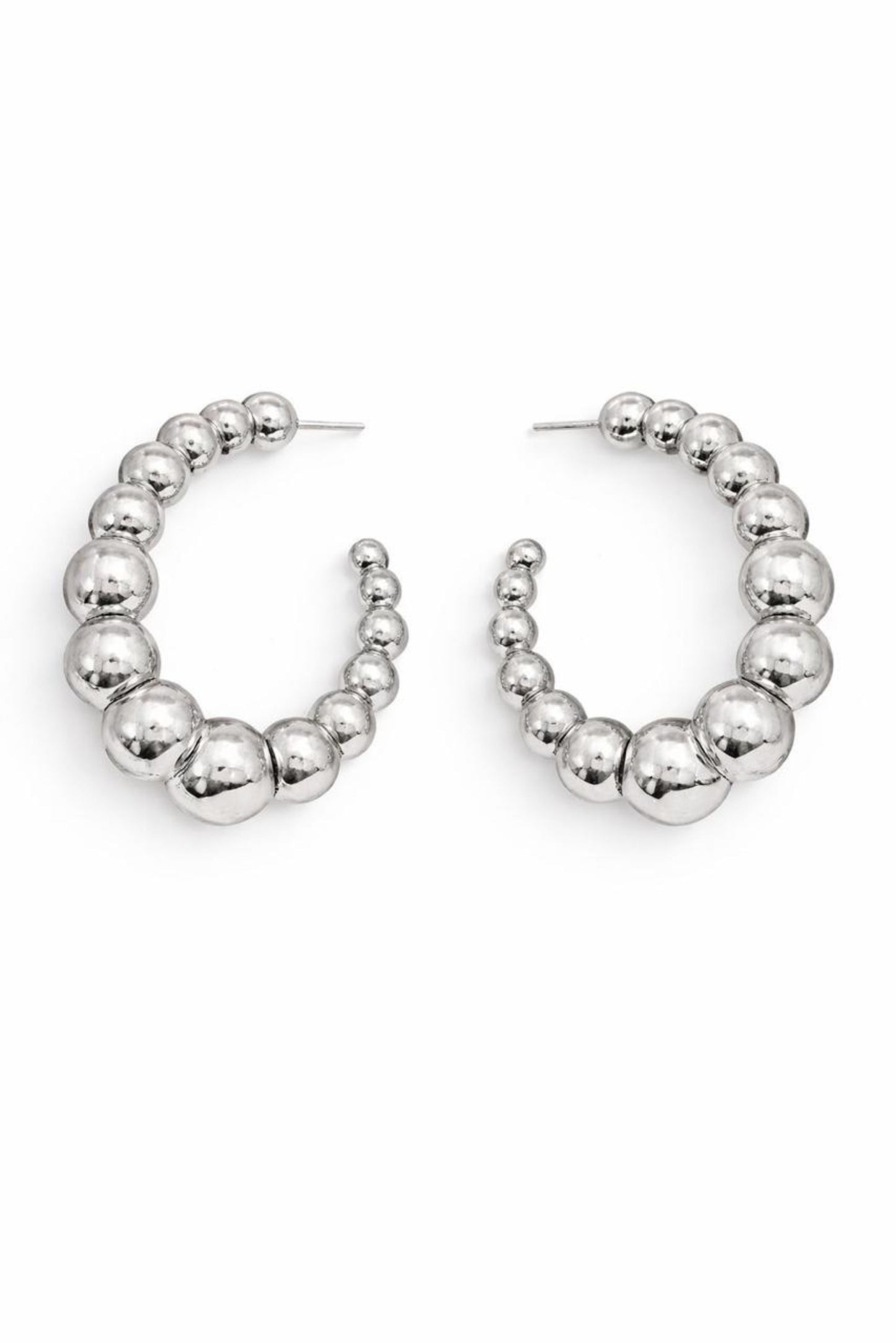 Beaded Hoop Sterling Silver Statement Earrings