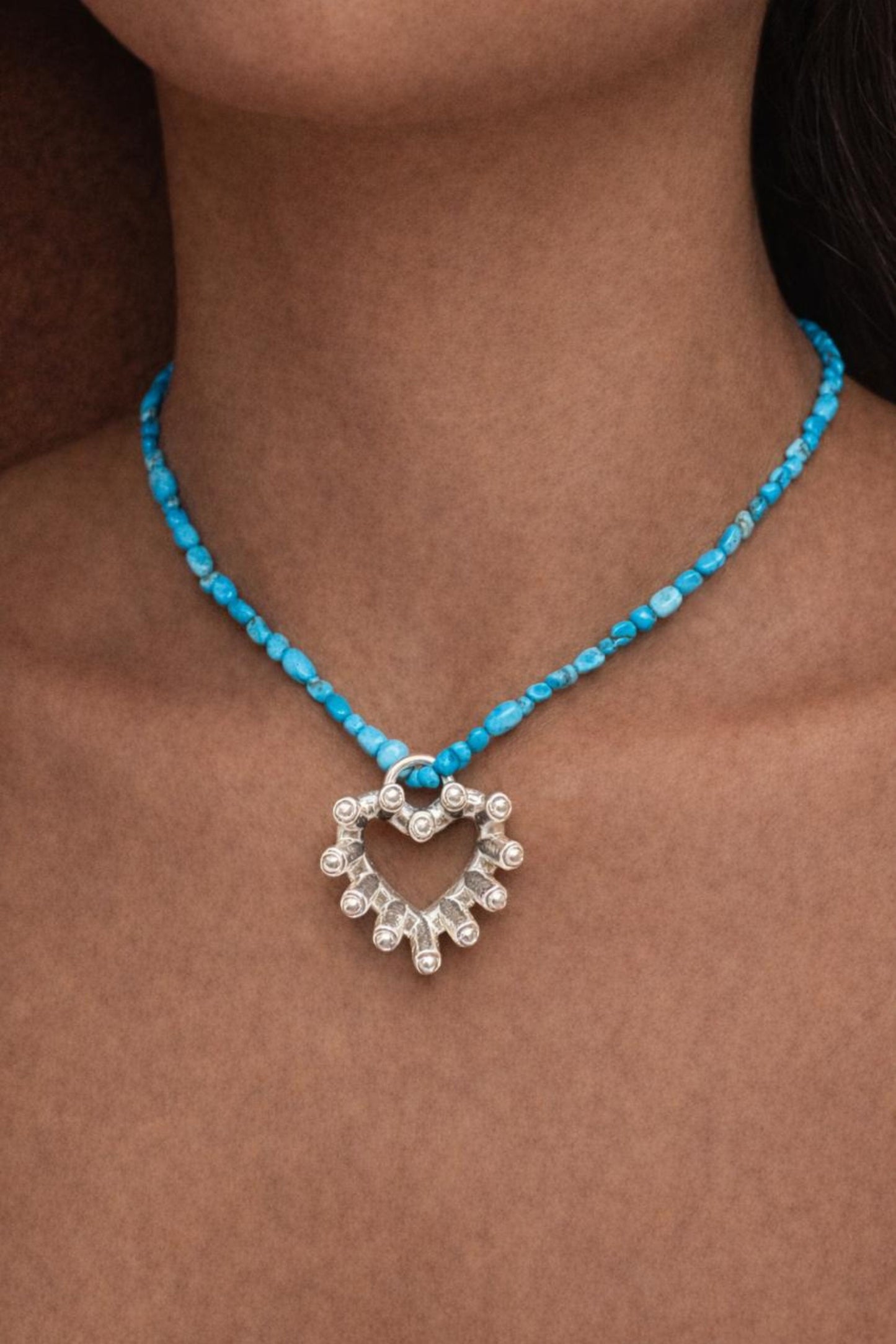 Heart Motif Pearl String Sterling Silver Pendant Necklace (Pearl String + Pendant Set)