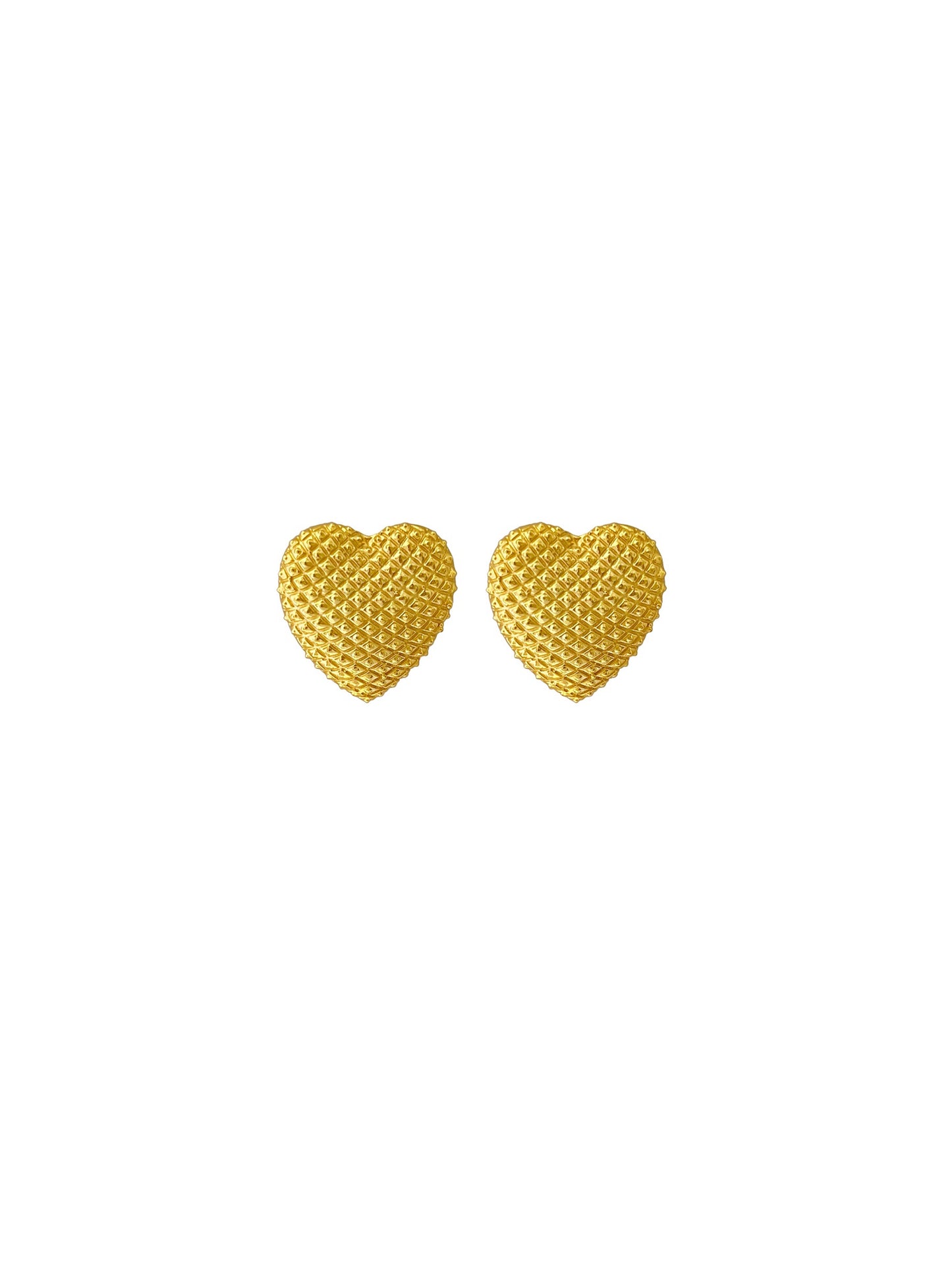 Plaid Textured Heart Studs