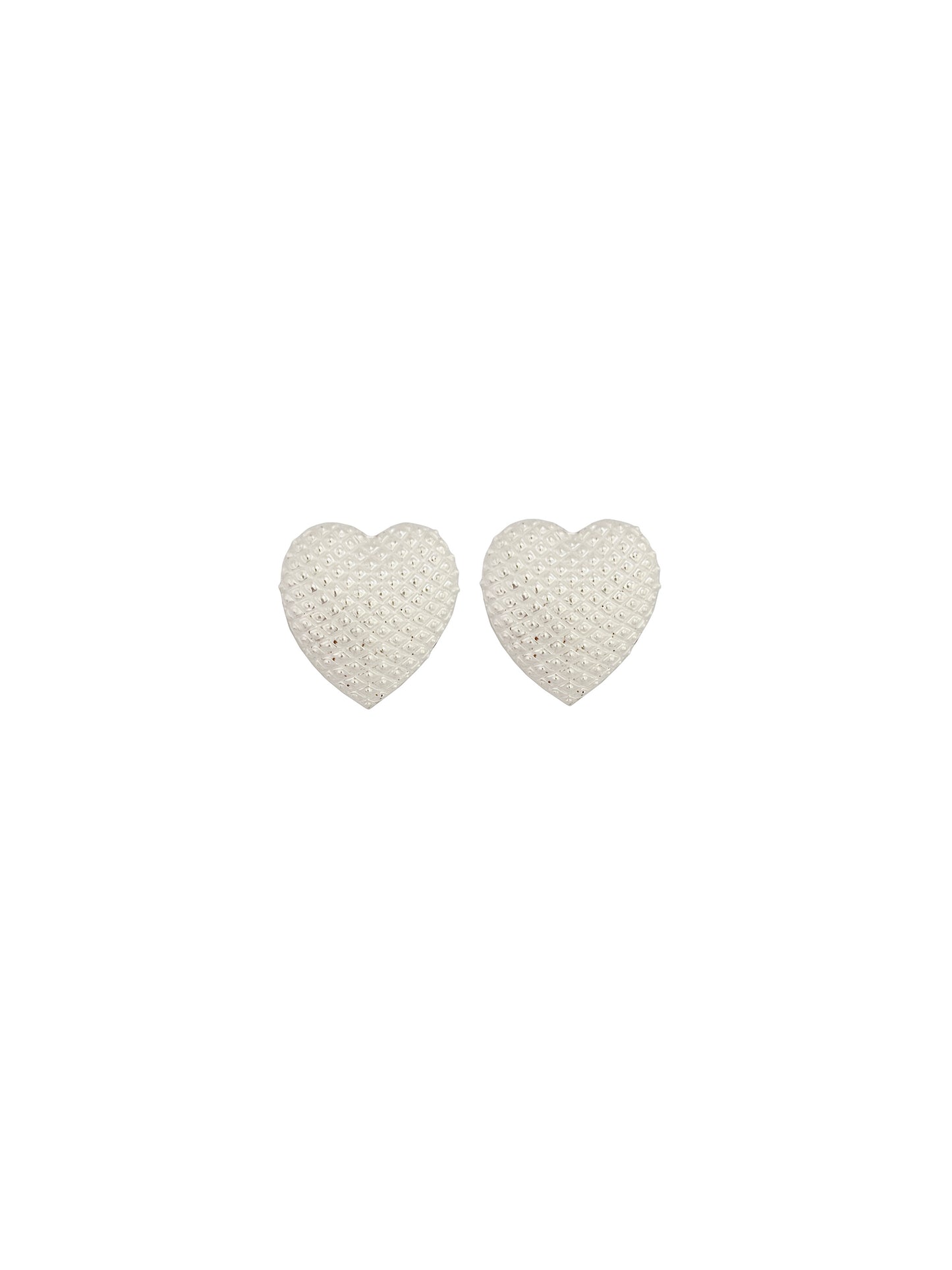 Plaid Textured Heart Studs