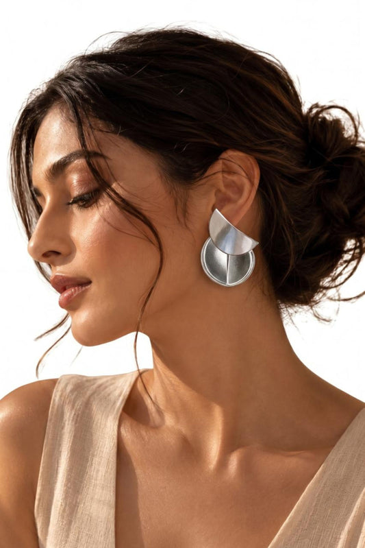 Contemporary Sculpted Sterling Silver Statement Earrings