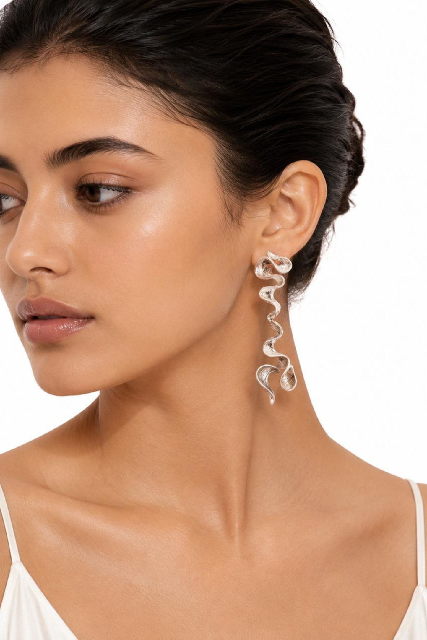 Sculptural Wave Sterling Silver Statement Earrings