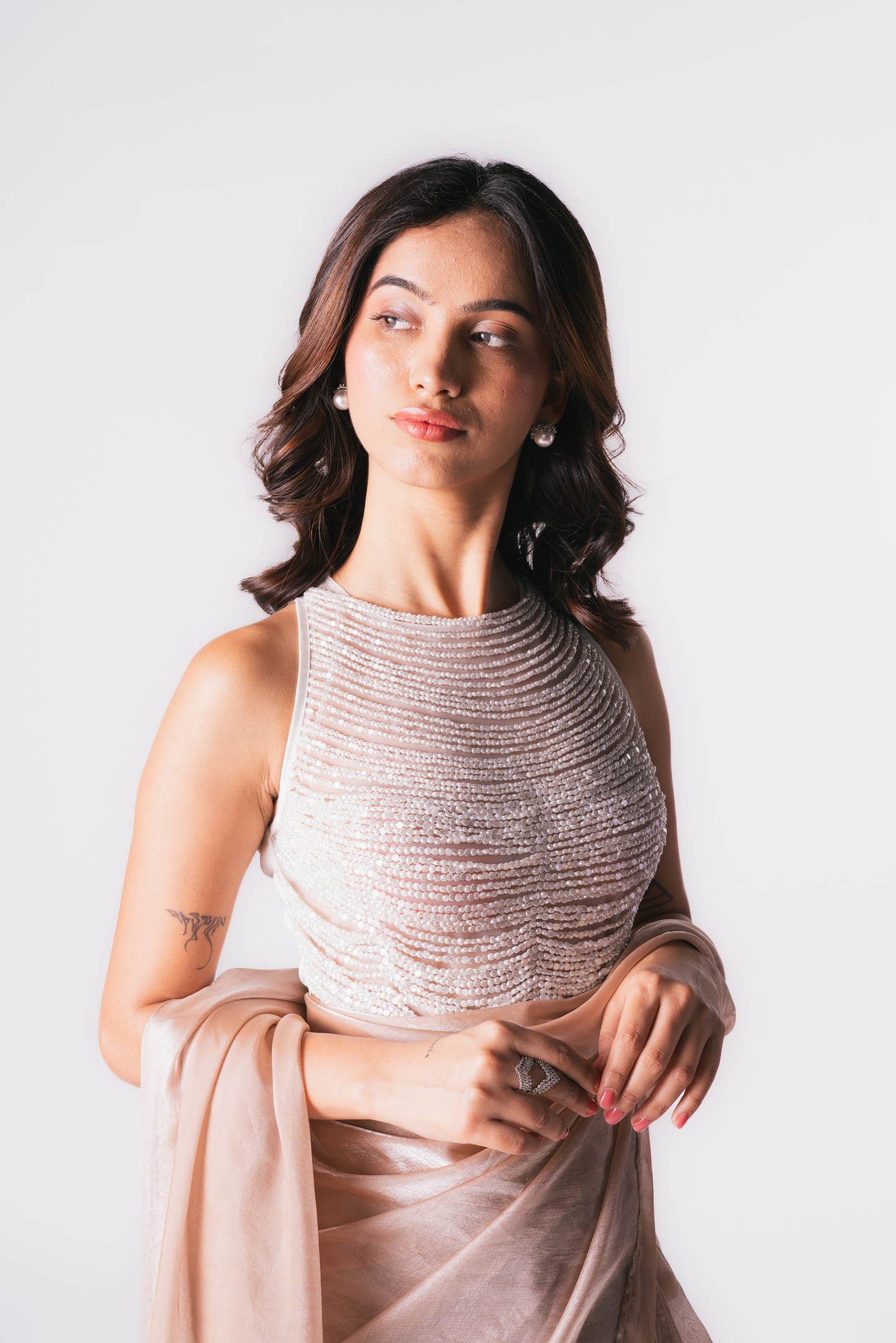 PEACH TISSUE SAREE