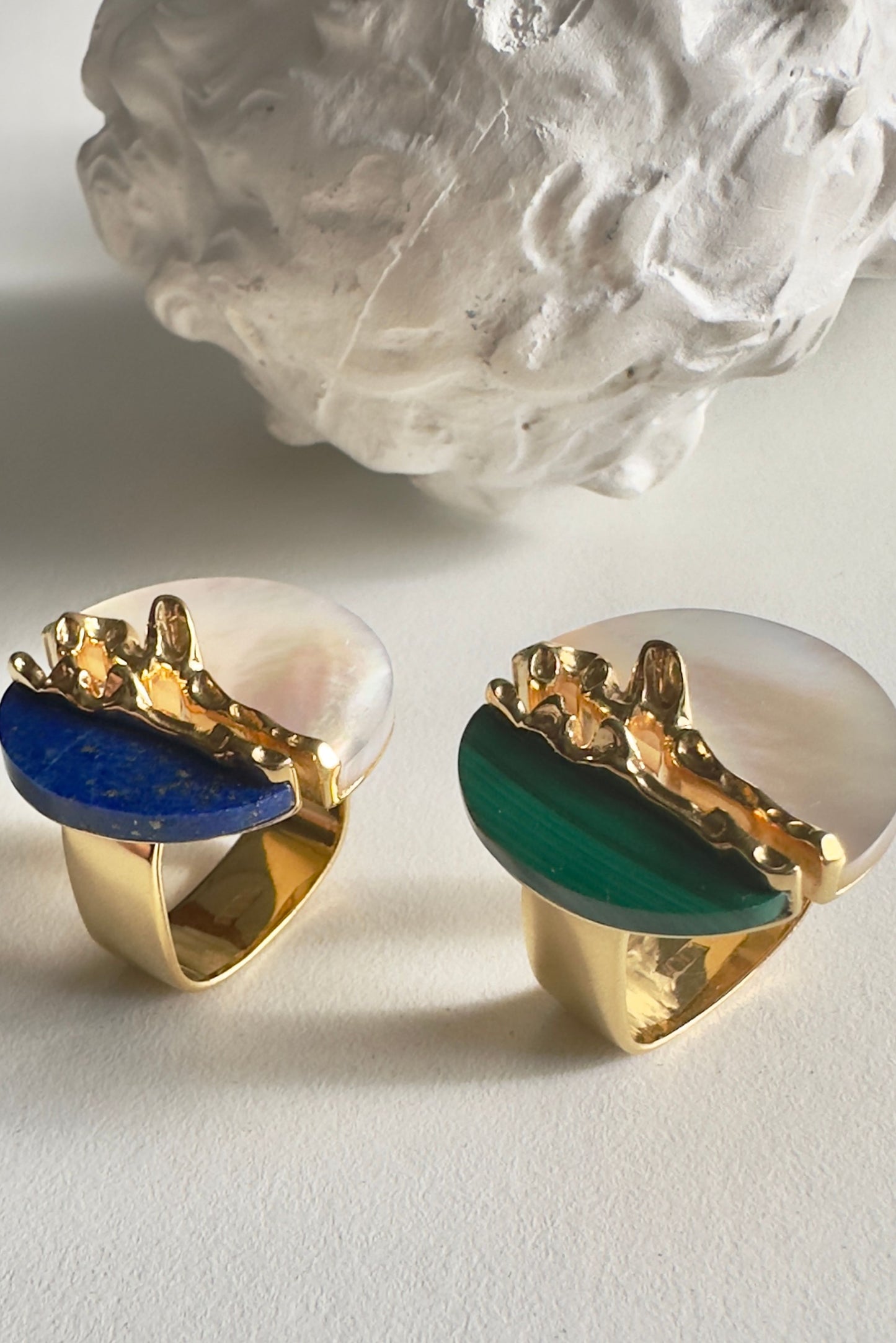Luna Ring - Mother of Pearl and Lapis Lazuli