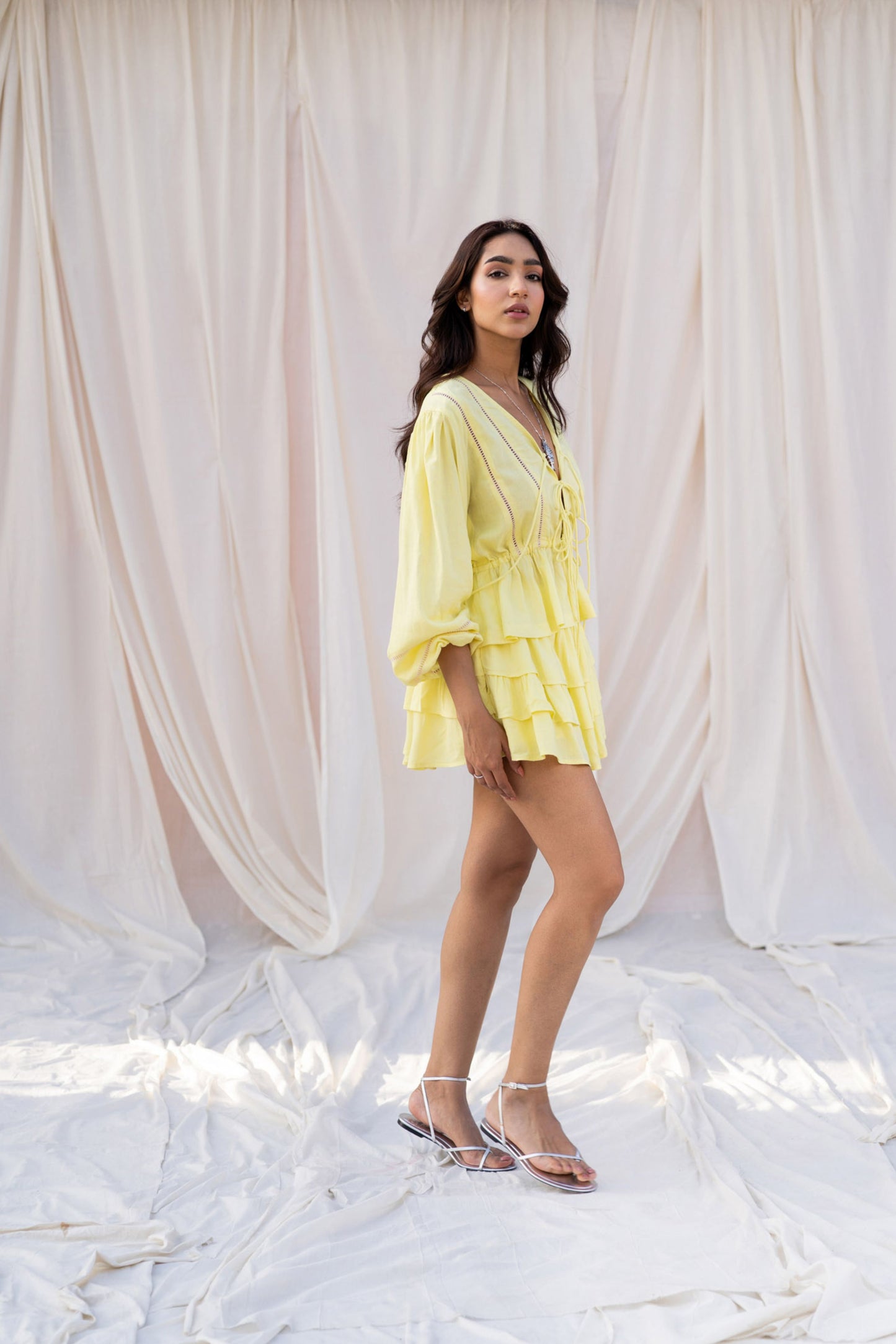Yellow Linen Long Sleeve Top