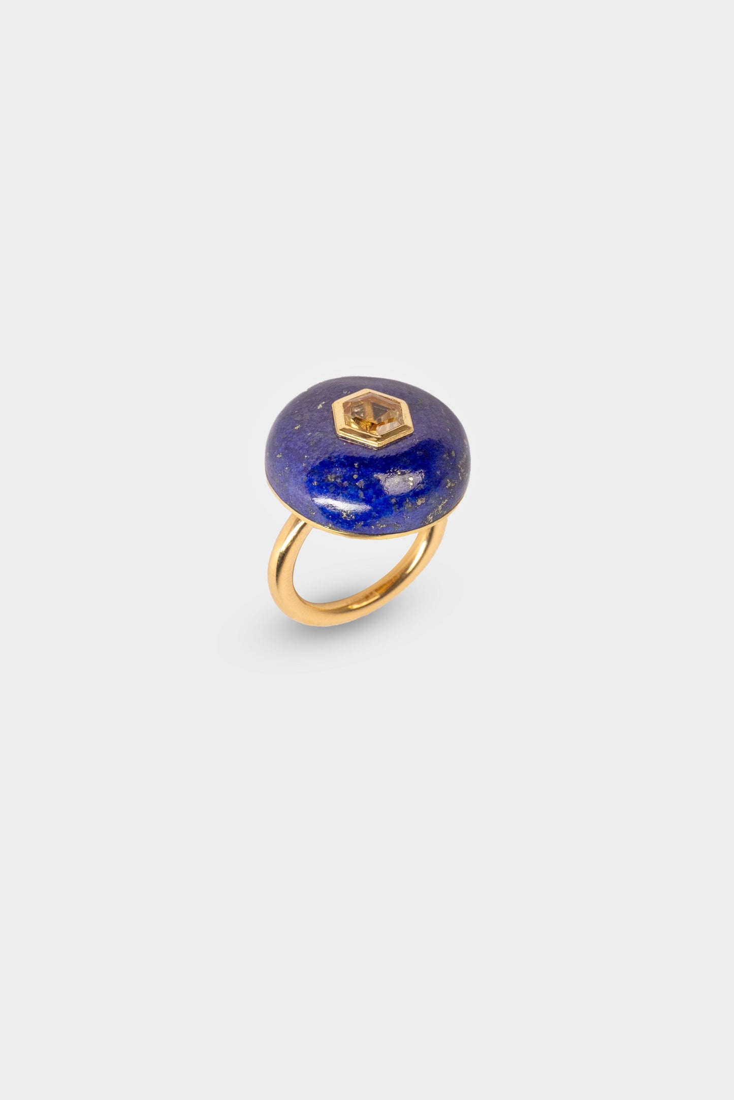Genesis Lapis Lazuli Round & Citrine Hexagon Ring