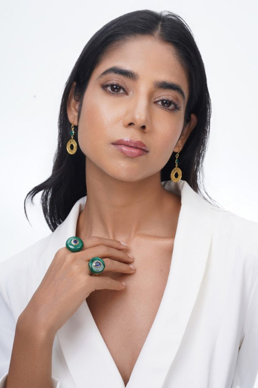 Orbis Earrings - Green Onyx
