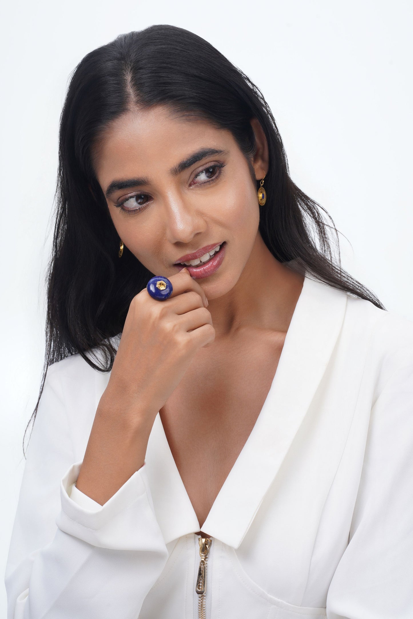 Genesis Lapis Lazuli Round & Citrine Hexagon Ring