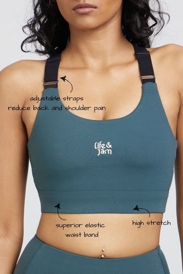 Adjustable Straps Sports Bra - Jungle Green