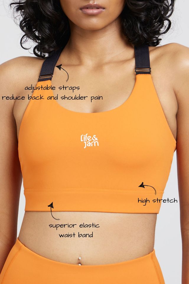 Performance Adjustable Straps Sports Bra - Trailblazer Orange