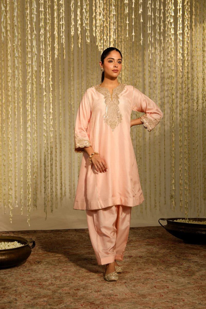 Mehnaaz Short Kurta with Salwar - RosePink