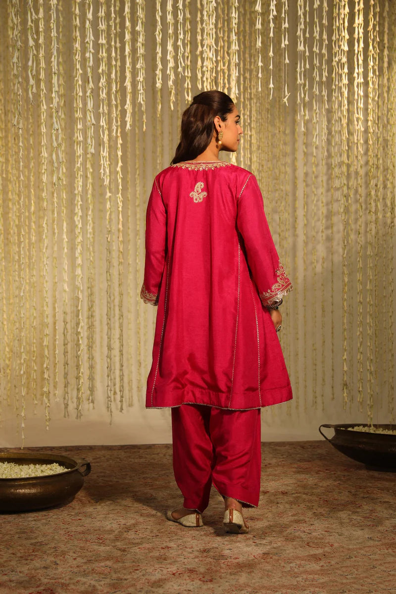 Meher Short Chauga with Salwar - Hotpink