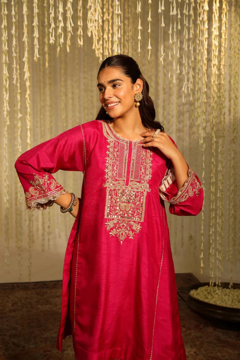 Meher Short Chauga with Salwar - Hotpink