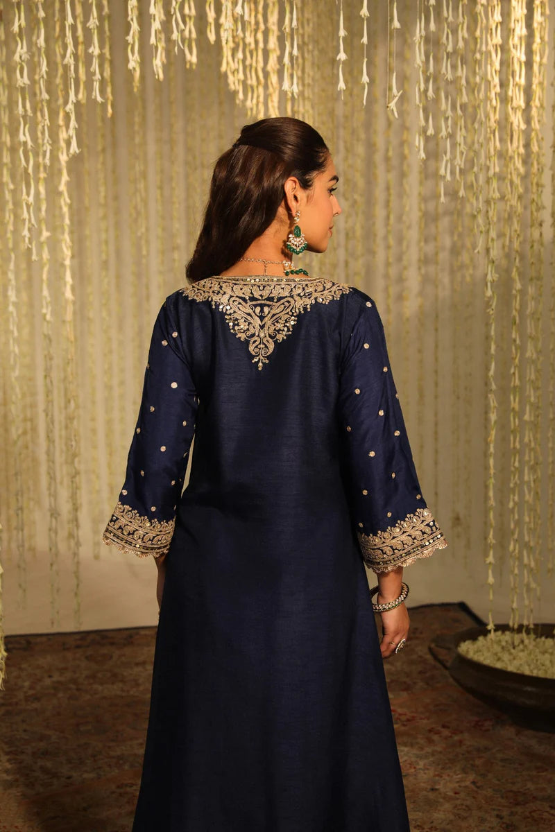 Mysha Long Chauga with Salwar - Deep Blue