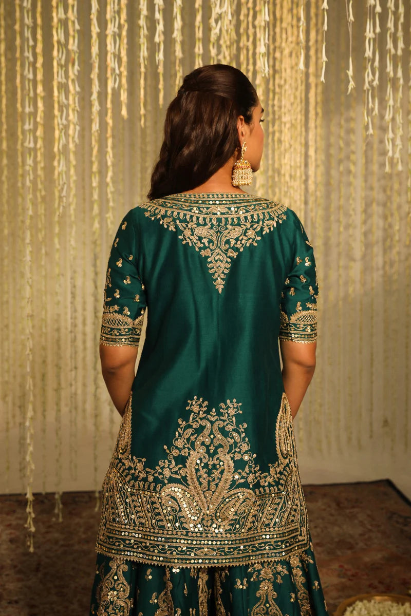 Aaafiya Emerald Green Lehenga Set