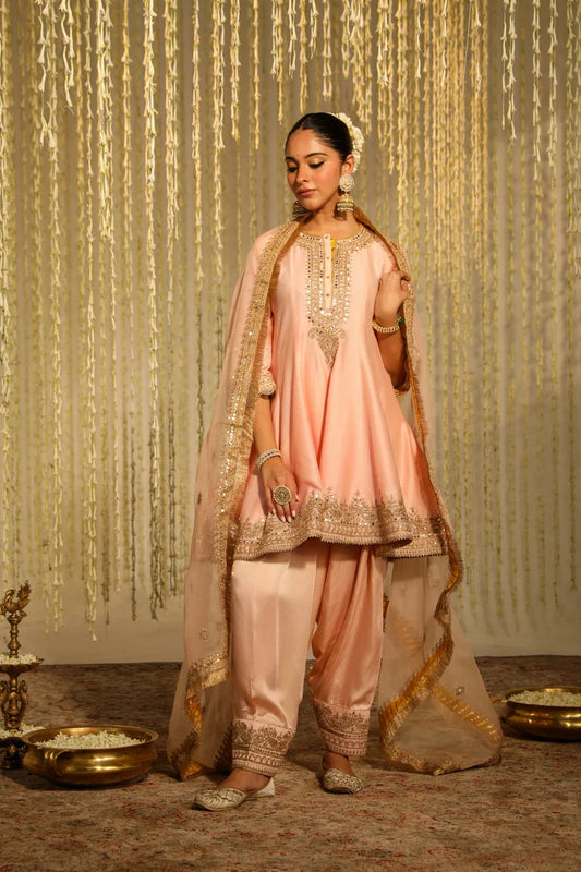 Warizah Straight kurta with salwar and dupatta - Rosepink
