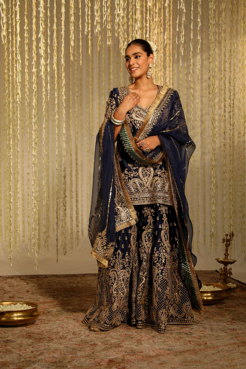 Aafiya Deep Blue Lehenga Set