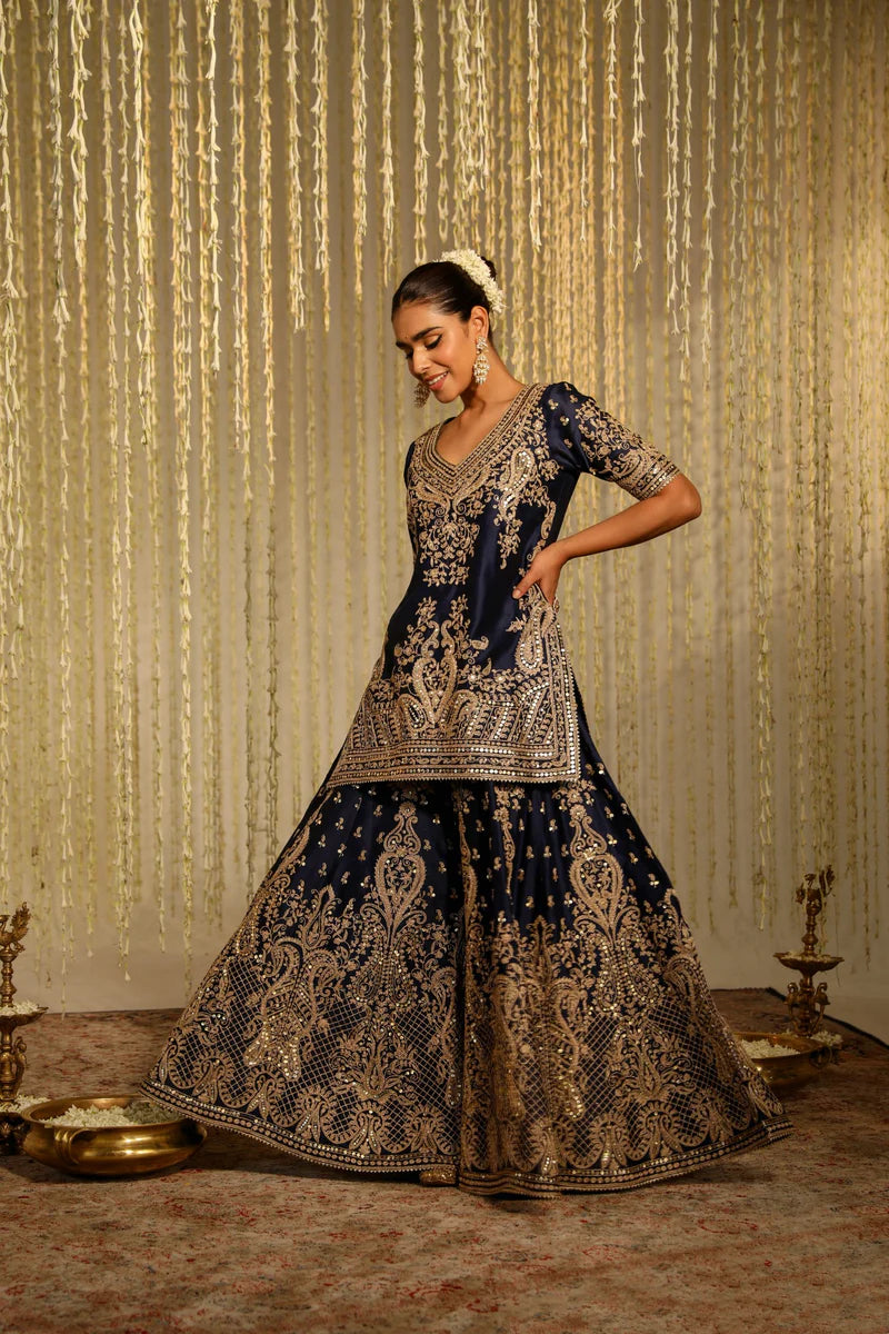 Aafiya Deep Blue Lehenga Set