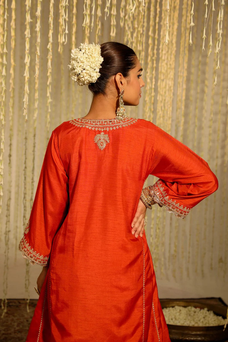 Mehreen Short Chauga with salwar  - Burnt Orange